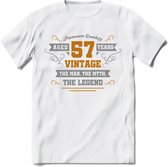57 Jaar Legend T-Shirt | Goud - Zilver | Grappig Verjaardag Cadeau | Dames - Heren | - Wit - XXL
