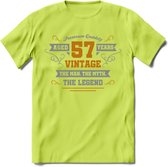 57 Jaar Legend T-Shirt | Goud - Zilver | Grappig Verjaardag Cadeau | Dames - Heren | - Groen - 3XL