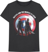 Marvel The Falcon And The Winter Soldier - Shield Logo Heren T-shirt - M - Zwart