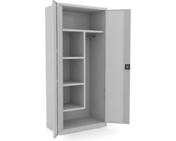 Lockerkast Draaideurkast Schoonmaakkasten Werkkast 180 x 80 x 42 Lichtgrijs RAL 7035 Metalen kast , kantoorkast, garage kast Opbergkasten 2 deuren staal - Bezemkast