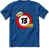 13 Jaar Hoera Verkeersbord T-Shirt | Grappig Verjaardag Cadeau | Dames - Heren | - Donker Blauw - XXL