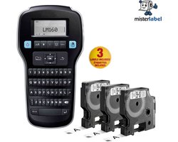 Dymo LabelManager 160 - Qwerty Toetsenbord - inclusief 3x D1 45013 Compatible LetterTapes - Starterpack