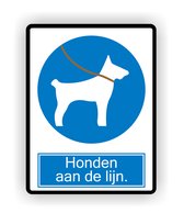 Honden aan de lijn pictogram sticker  25 x 19 cm. groot.
