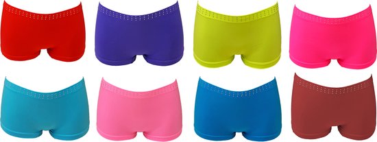 Sweet Angel dames boxershorts met strass-steentjes 8pack maat S/M