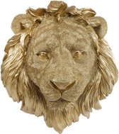 Home&Deco wandsculptuur leeuw Sabi goud polystone-27x14x33 cm-1 stuks