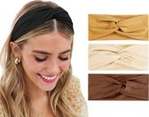 LIXIN Set 4 Stuks Dames Haarbanden - Nieuwe Stijl - Kleur 1 - Sport haarbanden - Meisjes - Tieners - Vrouwen - Volwassenen - Haarband met knoop - Elastisch antislip - Yoga - Hardlo