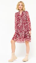 LOLALIZA Babydoll jurk met bloemenprint - Bordeaux - Maat 34