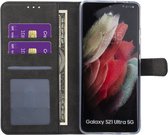 Zwart hoesje Samsung Galaxy S21 Ultra - Book Case