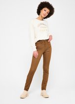 LOLALIZA Slim broek met hoge taille - Camel - Maat 34