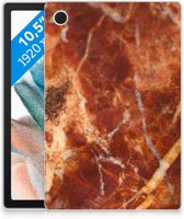 Coque en TPU Samsung Galaxy Tab A8 2021 Coque Super Cadeau pour Homme Marron Marbre avec Côtés Transparents
