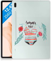 Cover Samsung Galaxy Tab S7FE Tablettas Quotes Boho Summer met transparant zijkanten