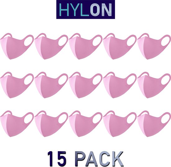 Masque buccal en néoprène - Rose - PACK DE 15 - Lavable - Réutilisable - Par HYLON