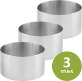 Veluw® Kookring / Voedselring / Garneercirkel - Rond - RVS - Ø6x(H)4,5cm ( Set van 3 )
