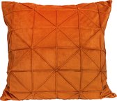 QUVIO Kussenhoes geruit met driehoek - Kussenhoezen - Sierkussens - Kussenbeschermer - Kussenhoes - Omtrek kussen - Kussenhoesje - Fluweel - 50 x 50 cm (lxb) - Oranje