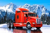 Diamond Painting Rode Truck  60 x40 vierkante Steentjes