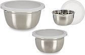 Arte Regal Lunchboxenset 25 X 13 Cm Rvs Zilver/wit 3-delig