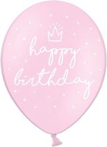 8 Ballonnen Happy birthday Crown roze met wit - ballon - unicorn - kroon - decoratie - verjaardag - birthday