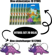 Akyol - sleutelhanger met Uitdeelzakjes set Dino's- 20 stuks - Traktatie zakjes voor Uitdeelcadeautjes - sleutelhanger - Uitdeelzakjes Kinderfeestje - Kinderen - Cadeau - Verjaarda