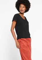 LOLALIZA T-shirt van plissé-stof - Zwart - Maat XL