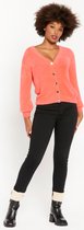 LOLALIZA Fluffy cardigan met glimmende knopen - Koraal - Maat S