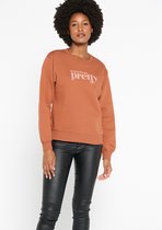 LOLALIZA Sweater met tekst - Camel - Maat XXL