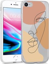 iMoshion Hoesje Geschikt voor iPhone 7 / 8 / SE (2020) / SE (2022) Hoesje Siliconen - iMoshion Design hoesje - Transparant / Line Art Color Face