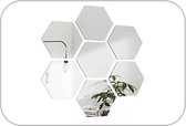 Hexagon plakspiegel | Acryl | Woonkamer decoractie |  Zilver | 184*160*92 mm | kunststof