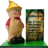 Abraham beeldje met tekst " Abraham het is toch...."