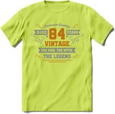 84 Jaar Legend T-Shirt | Goud - Zilver | Grappig Verjaardag Cadeau | Dames - Heren | - Groen - XXL