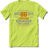 86 Jaar Legend T-Shirt | Goud - Zilver | Grappig Verjaardag Cadeau | Dames - Heren | - Groen - XL