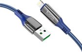 Hoco USB naar Lightning kabel 1.2 Meter| Lightning connector | USB 2.0 SuperSpeed | 3A snelladen | Nylon mantel | Datakabel | Oplaadkabel | Geschikt voor iPad, iPhone, iPod, EarPods | Donker Blauw 105365