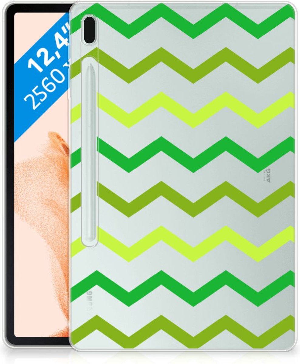 Samsung Galaxy Tab S7FE Hippe Hoes Zigzag Groen