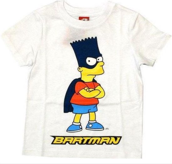 The Simpsons Jongens T-shirt - Wit - Bart Simpson als Batman - Maat 98 |  