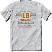 18 Jaar Legend T-Shirt | Goud - Zilver | Grappig Verjaardag Cadeau | Dames - Heren | - Licht Grijs - Gemaleerd - S