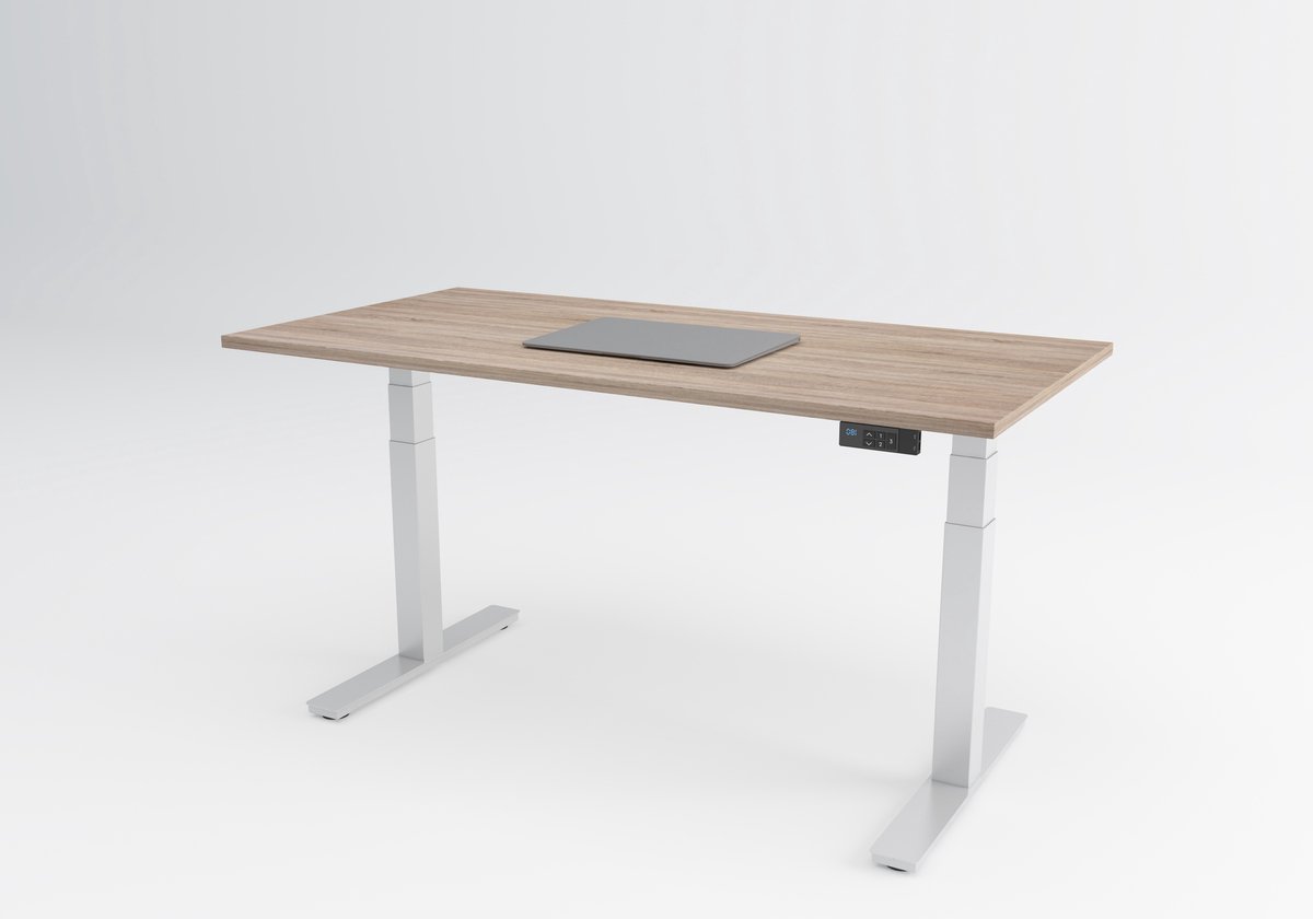 Tri-desk Advanced | Elektrisch zit-sta bureau | Wit onderstel | Robson eiken blad | 120 x 80 cm