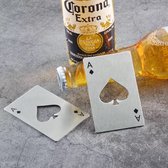 MULTIGADGETS® Flesopener in kaartvorm - 2 Stuks - Biercadeau - Poker flessenopener - Schoppen aas bieropener