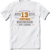 13 Jaar Legend T-Shirt | Goud - Zilver | Grappig Verjaardag Cadeau | Dames - Heren | - Wit - L