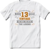 13 Jaar Legend T-Shirt | Goud - Zilver | Grappig Verjaardag Cadeau | Dames - Heren | - Wit - S