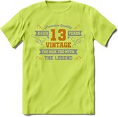 13 Jaar Legend T-Shirt | Goud - Zilver | Grappig Verjaardag Cadeau | Dames - Heren | - Groen - M