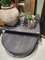 Salontafelset 100x100x45 cm Mangohout en metaal