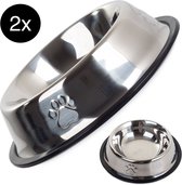 Voerbak & Drinkbak - 2 Stuk(s) - 22.5 x 7cm - Hond - Kat - Anti-slip