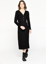 LOLALIZA Geribbelde maxi-jurk - Zwart - Maat XL