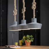 SOLWI Industriële Hanglamp grijs, bruin, 3-lichtbronnen, Vintage Hanglamp Woonkamer, Design Lamp met Touw