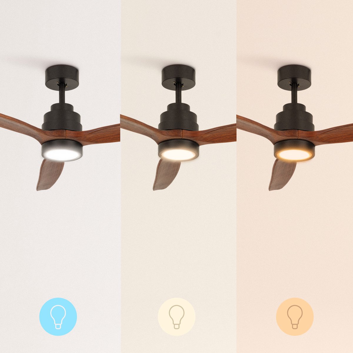 CREATE - Plafondventilator 40W silent Ø132 cm - Met Verlichting drie temperaturen - Met Afstandsbediening - 6 Snelheden - Timer - Zomer/Winter functie - Zwart - WIND STYLANCE – foto 4