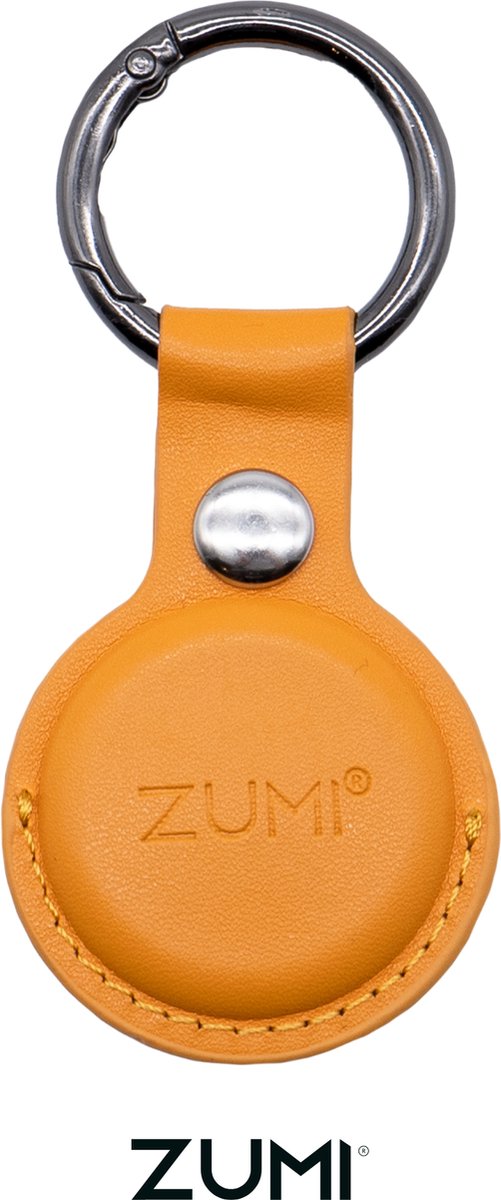 Zumi - AirTag Sleutelhanger – Premium Hanger voor Apple Air Tag – Leren Houder - Geel