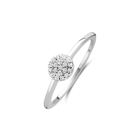 New Bling 9NB-0696-56 Zilveren Ring - Dames - Zirkonia Steentjes - Rondje - 5,8 mm Doorsnee - Maat 56 - Rhodium - Zilver