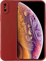 iPhone XS Hoesje Rood Siliconen Case Met Extra Camera Bescherming - Rood - Geschikt voor iPhone XS - Smartphonica