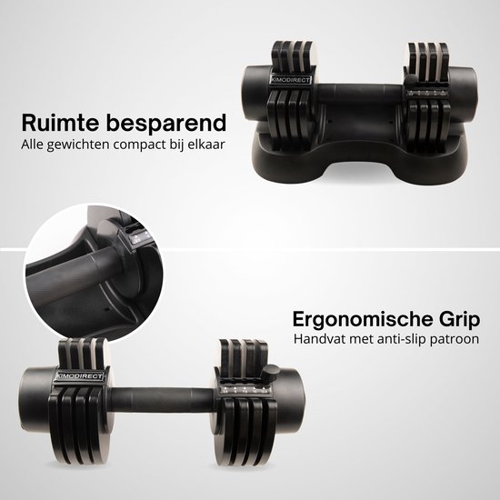 KIMO DIRECT Verstelbare Dumbbell 12,5KG - Dumbells - Gewichten 2,5/5/7,5/10/12,5KG - Smart Dumbell - Zwart