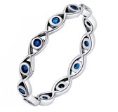 Tracelet - Zilveren Ringen - Ring boze oog | Beschermend oog rondom met blauwe zirkonia | 925 Sterling Zilver - 925 Keurmerk Stempel - 925 Zilver Certificaat - In Leuke Cadeauverpa