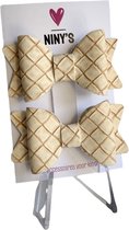 Haarspeldjes - Haarstrik - Haarclipjes - Haaraccessoires - Baby - Peuter - Kind - Meisjes - Strikjes - Imitatie Leer - Beige - 5 cm breed - Verjaardag - Cadeautje